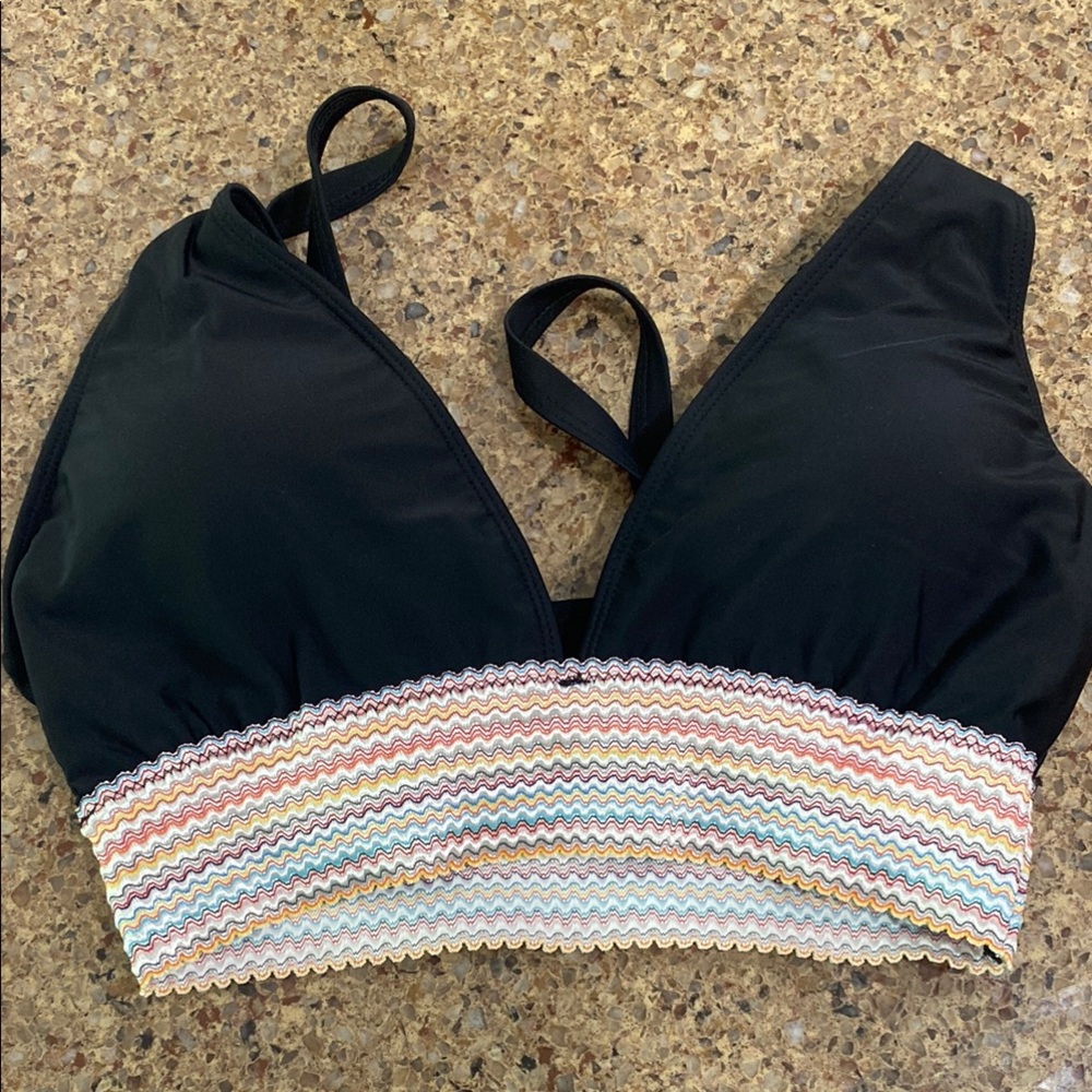 Black Bikini top with Multicolor Band